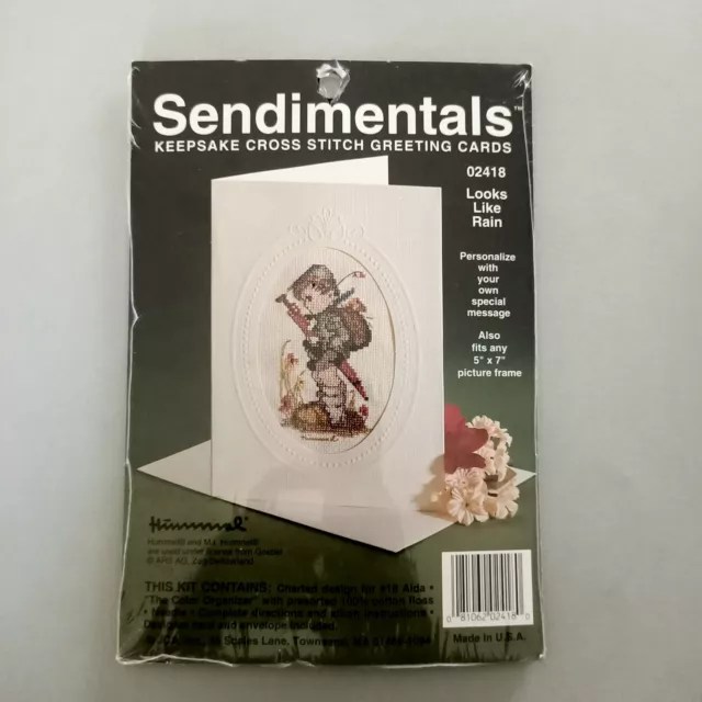 Senditmentals Keepsake Cross Stitch Kit Greeting Cards Hummel Looks Like Rain