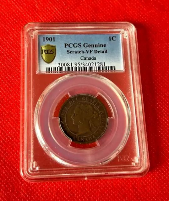 Canada 1901 Queen Victoria Large Cent PCGS VF DETAIL SCRATCH