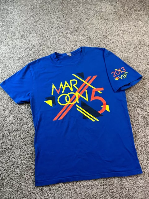 Maroon 5 Shirt Mens Large Blue Yellow 2013 VIP Concert Music Tour Short Sleeve * 2