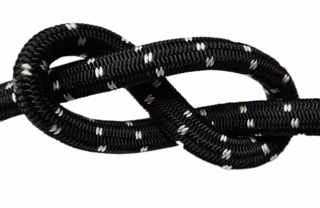 Elastic Bungee Rope Shock Cord Tie Down Black White Various Length / Thickness