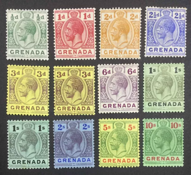 MOMEN: GRENADA SG #89-101,98b 1913-22 MINT OG H £130+ LOT #63960