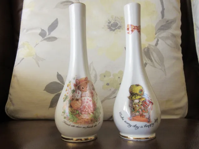 Two Vintage Crown Devon S Fielding Vases Friendship Series Bonnie Bonnets Kitsch