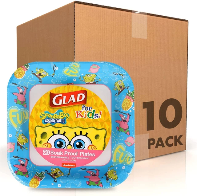Glad for Kids Spongebob Squarepants Paper Plates, 20 Count, 8.5 Inches-Bubbles S