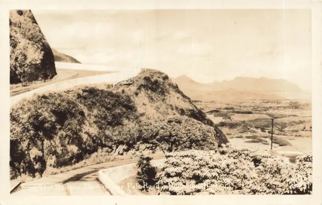 Honolulu Hawaii ~ Fermacapelli Curva Su Pali Road ~1940s Vero Foto Cartolina