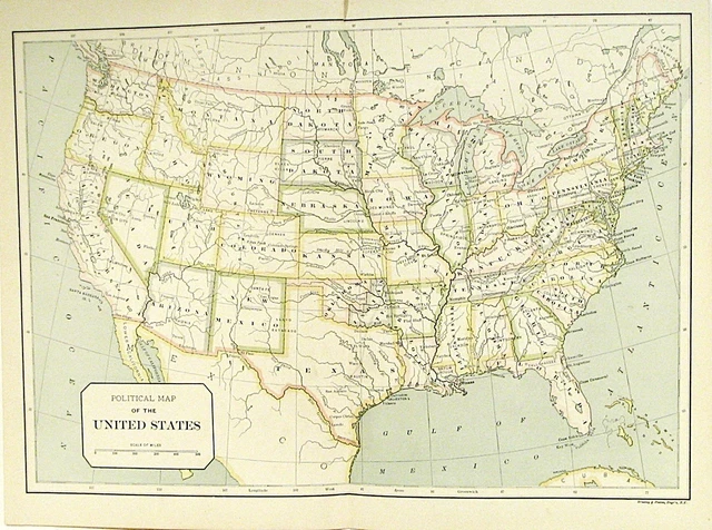 C 1890 POLITICAL Map of the United - C 1890 Political Map Of The United States.webp