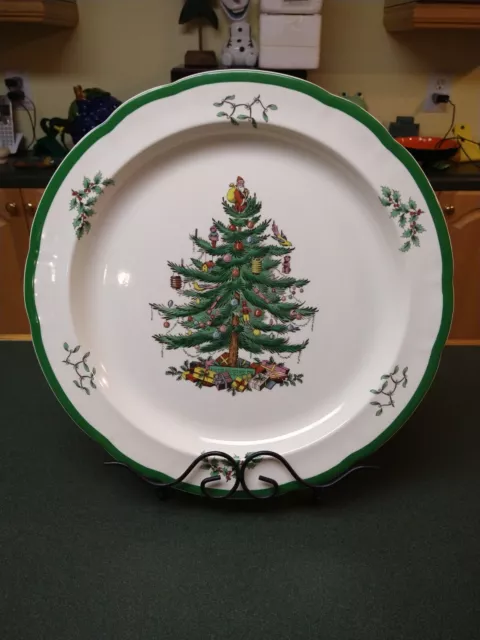 Spode Christmas Tree Garland Holly S3324 White Porcelain Round Chop Platter 12"