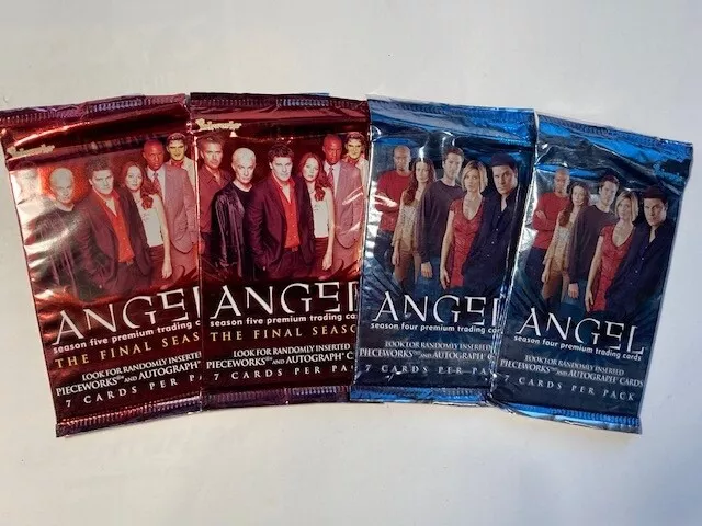 Lot of 4 Angel “Season Four” + “Season Five” Trading Card Packs - Factory Sealed