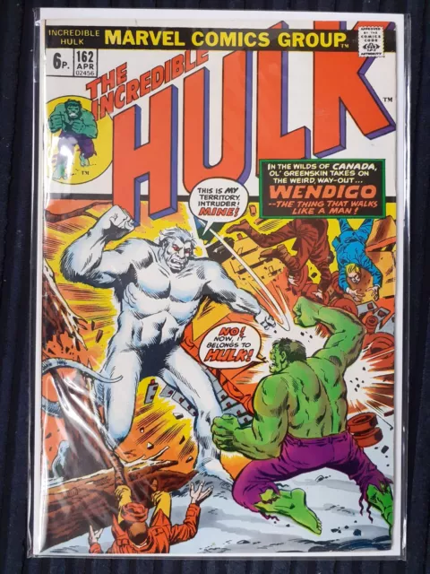 The Incredible Hulk #162 (1973) 1st App of The Wendigo, Great 🔑🔥🔥 Excellent