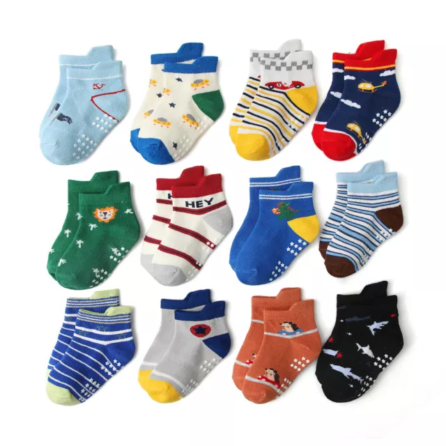 12 pares de calcetines antideslizantes para bebé niño niño calcetines para niños pequeños calcetines para niños