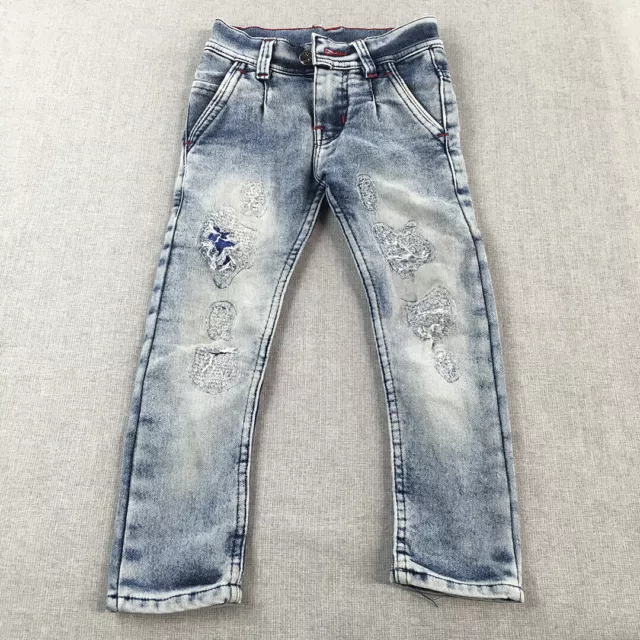 Zara Kids Jeans Size 8 Years Blue Light Wash Distressed Denim Skinny