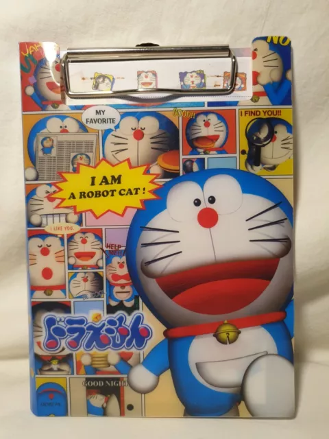 Doraemon Japanese Robot Plastic Clip Folder With Notepad Stationery Kawaii Anime