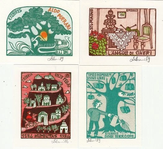 8 Exlibris Bookplate Hochdrucke Mariaelisa Leborini 1934 Konvolut Lot Bergomi
