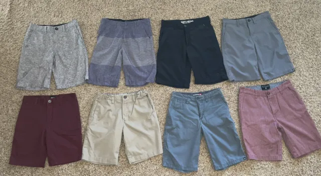 LOT OF 8 Boys Surf Skate Short Billabong Quicksilver Amphibian Hybrid Chino 26