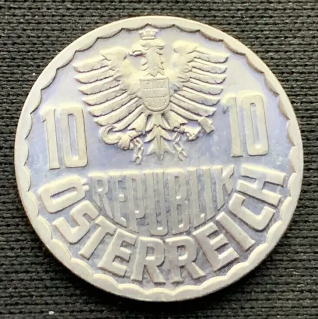 1970 Austria 10 Groschen Coin PROOF  ( Mintage 102K )  Rare World Coin     #N109 2
