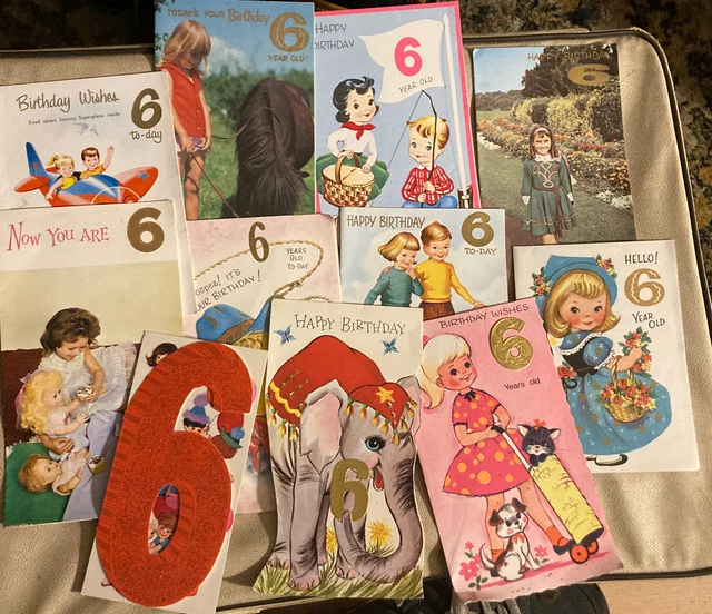 JOB LOT OF OLD VINTAGE  BIRTHDAY CARDS Age 6 Used