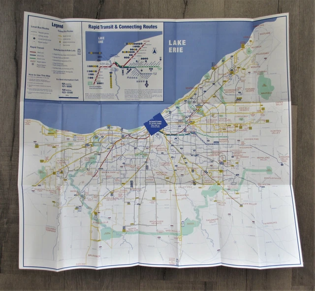 VINTAGE CLEVELAND RTA Transit System Map Bus Trolley Subway Ohio OH £14 ...