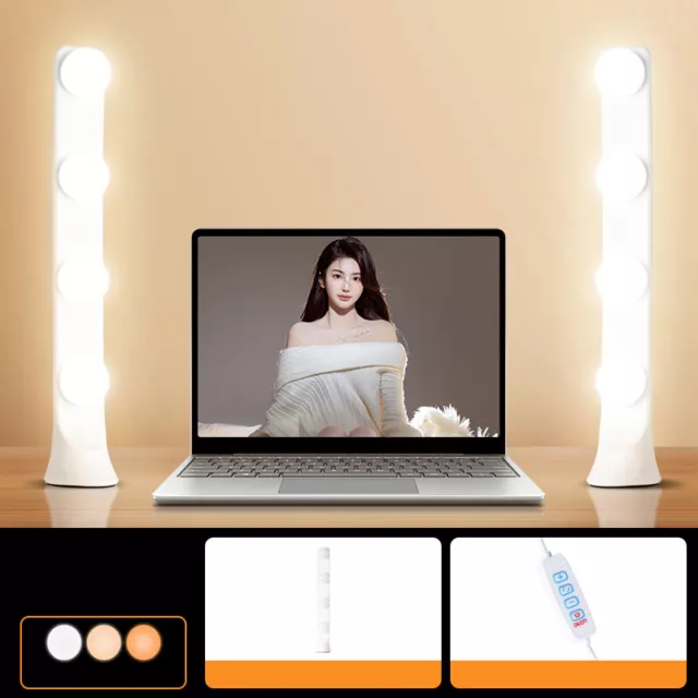 LED Bulb Mirror Headlight Portable USB Plug Bulb Ring Lamp Fill Light Makeup BII