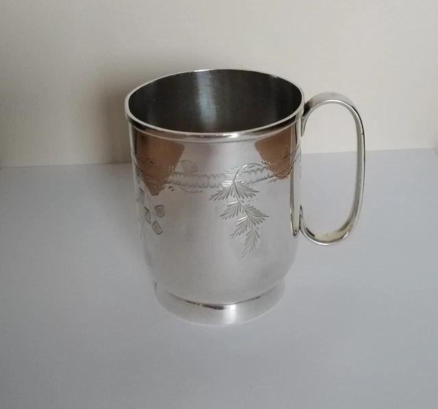 NICE ANTIQUE VICTORIAN SOLID STERLING SILVER CHRISTENING CUP 1897, 100g
