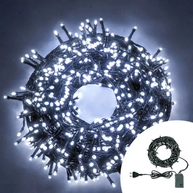 Luci Per Albero di Natale 600LED Minilucciole 40MT Catena Luminosa bianco freddo