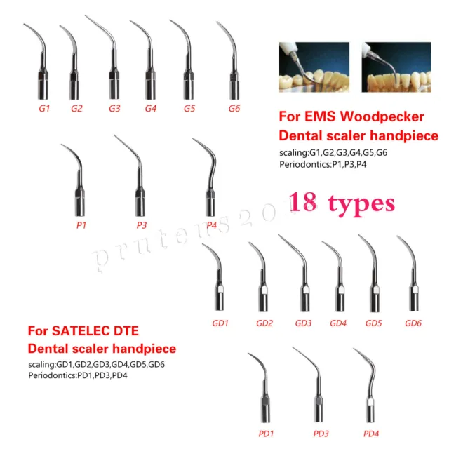 5PCS Dental Ultrasonic Piezo Scaler spitzen Tip Fit EMS WOODPECKER DTE SATELEC 3