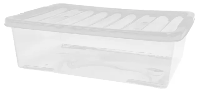 Plastique Stockage Boîte Avec Couvercle Grand Empilable Transparent Boîte 32L