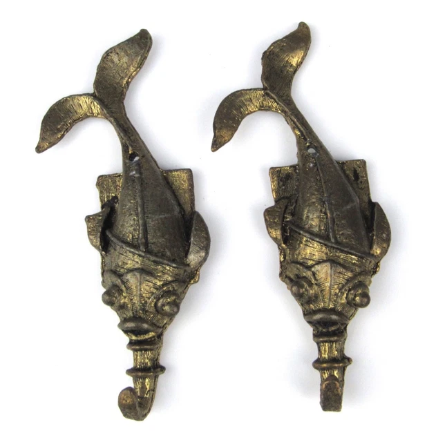 Vintage Trayco Brass Fish Wall Hook Set