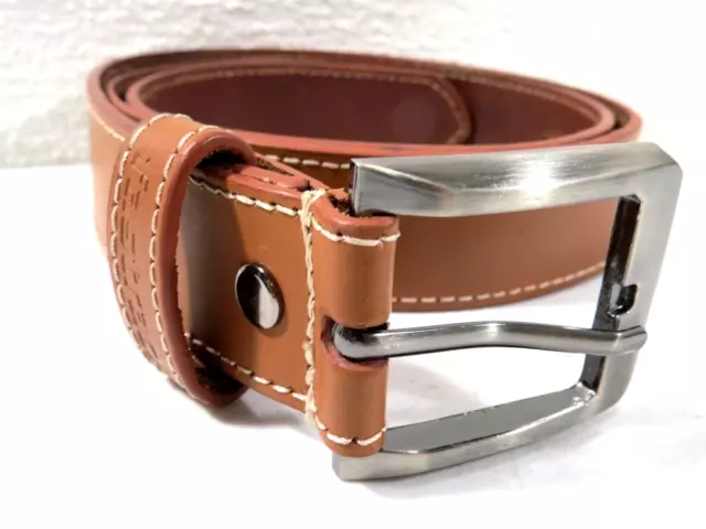 FASTRACK BROWN LEATHER Belt Mens 36 Silver Tone Buckle $13.95 - PicClick