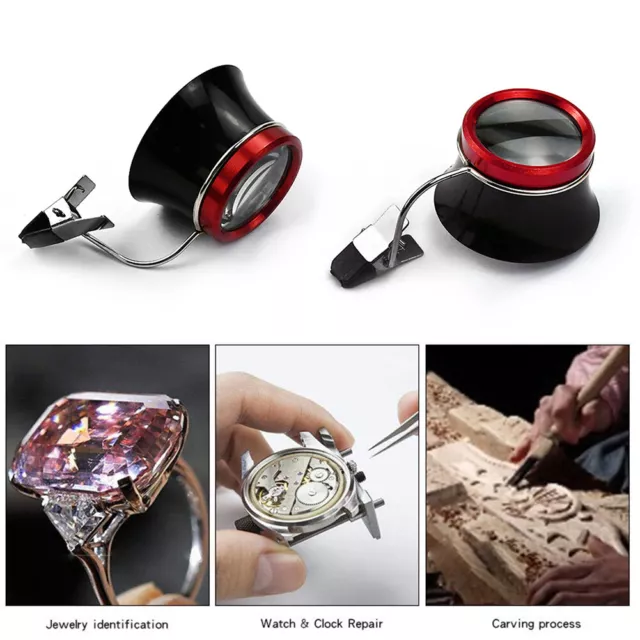 Watchmakers 10x Clip-On Eyeglass Watch Jewelry Repairing Clear Magnifier Glass