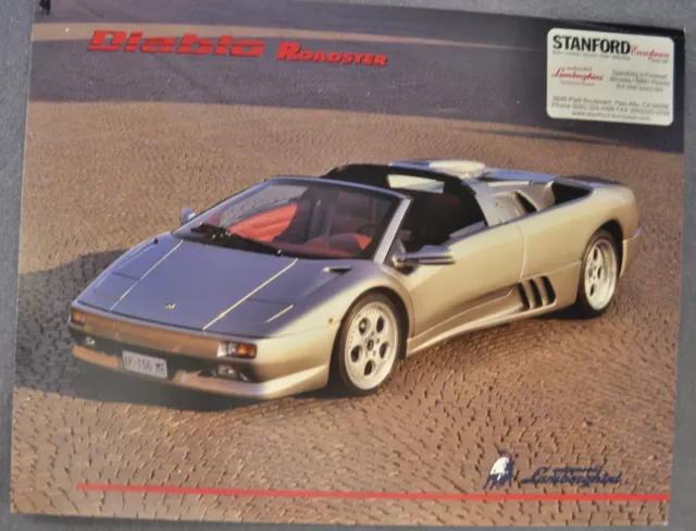 1995-1996 Lamborghini Diablo Roadster Sales Brochure Sheet Excellent Original