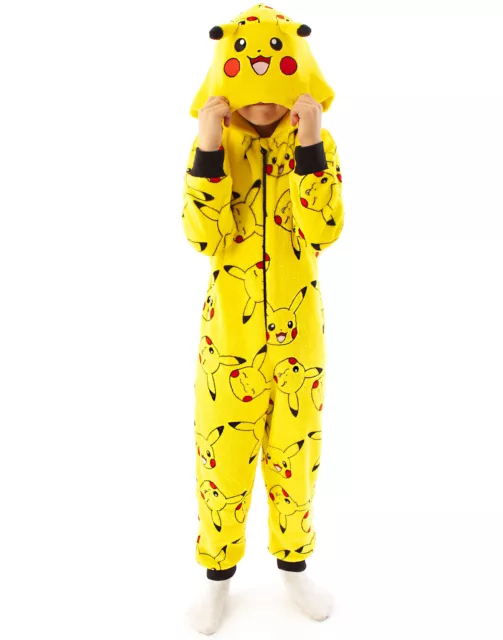 Pokemon Onesie Boys Pikachu Yellow Yellow Ears 3D enfants tout en un pyjamas PJS 2