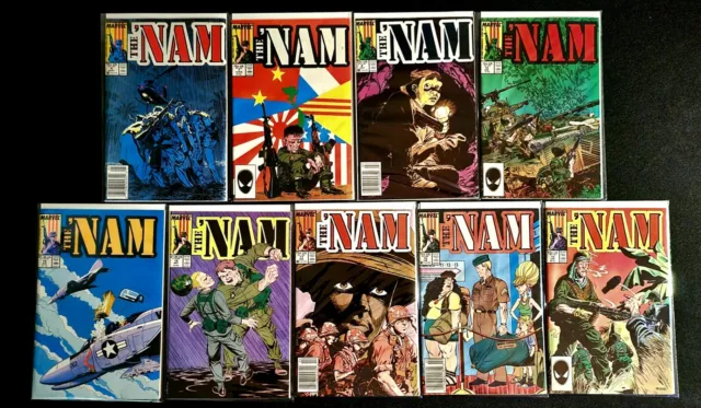 Lot of 9 Marvel Comic Books, The 'Nam  Issues 6, 7,8,12,14,15,17,18 & 19.