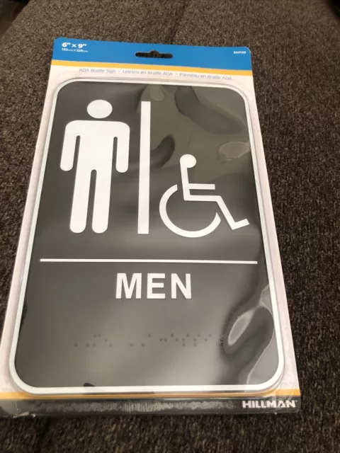 Lot 2 Men Women Restroom Signs, ADA-Compliant Braille Bathroom, stick on NEW 2