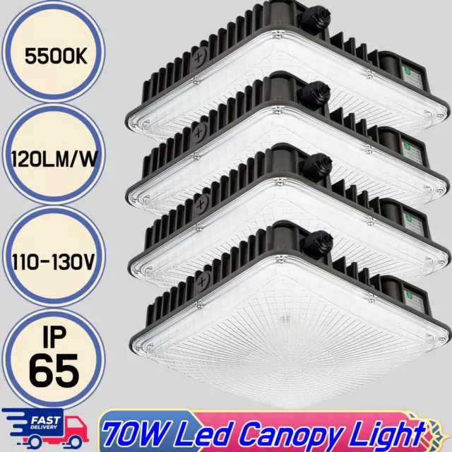 70W Led Canopy Light 5500K for Gas Station Parking Garage Carport 110-130v 4PCS