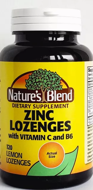 Nature's Blend Zinc Lozenges with Vitamin C and B6 120 Count -Exp Date 05-2024