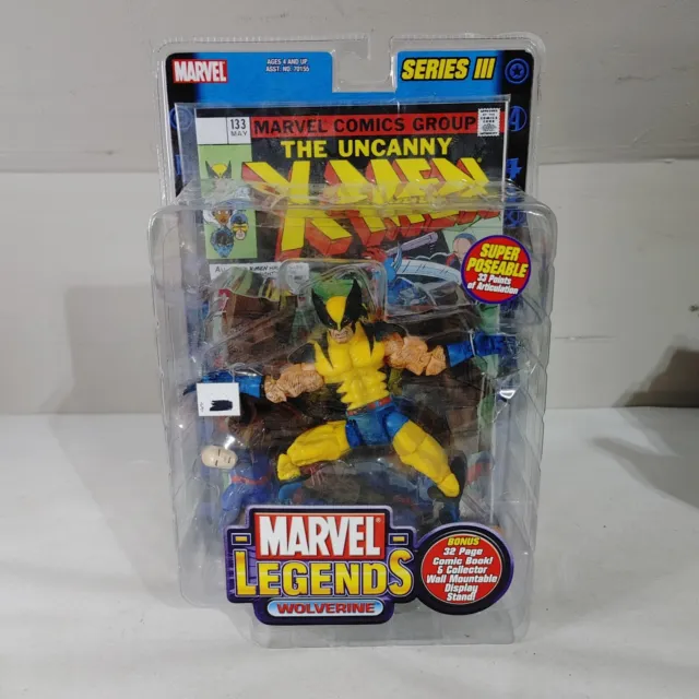 Wolverine Marvel Legends Series III Action Figure Comic Book and Mountable Stand
