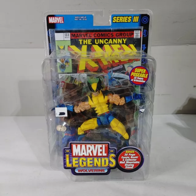 Wolverine Marvel Legends Series III Action Figure Comic Book and Mountable Stand