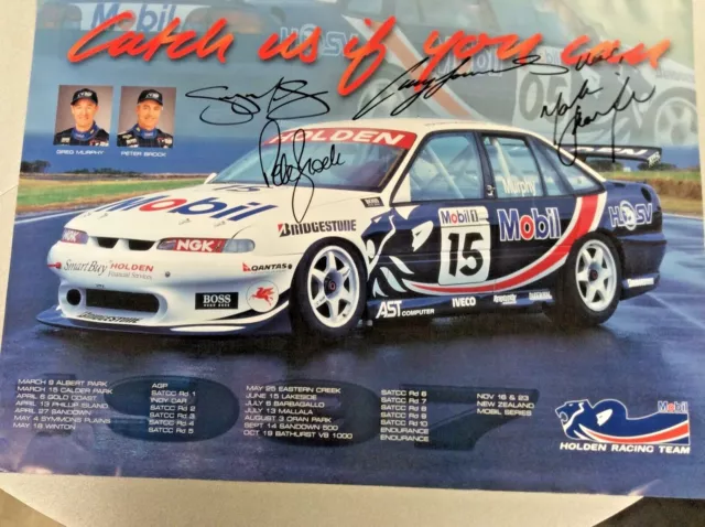 Holden Racing Team Handsigned Peter Brock Lowndes Skaife Murphy Commodore Poster