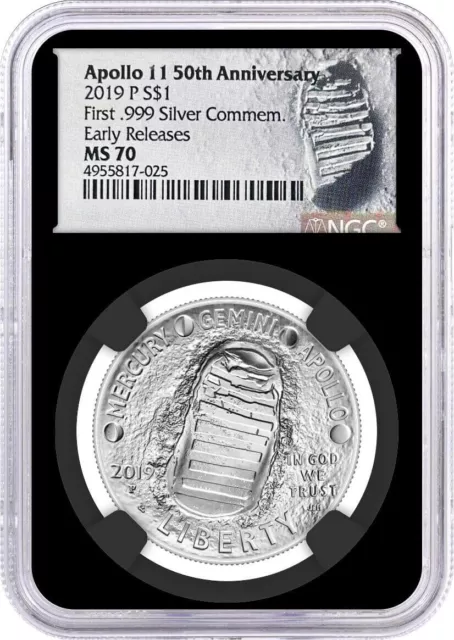 2019 P $1 Silver Apollo 11 50th Anniversary Dollar NGC MS70 Early Releases