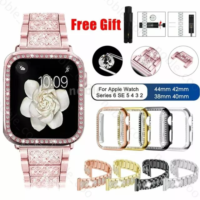 Diamond Bling Band Case iWatch Strap For Apple Watch Series SE 7 6 5 4 3 41 45