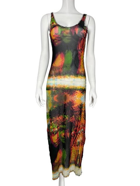 Robe Longue Trompe-l'œil Denim Jean Paul Gaultier - Vintage Années 90 - Taille 40 - Occasion Très Bon état