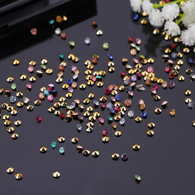 1000 Stück 3 mm Mixed Nail Art Strass Wunderschöne DIY Maniküre Charms (Gold)