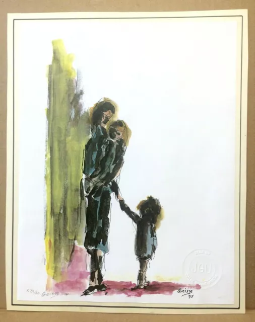 Signed Jorge Geisse Ureta Mother With Two Children Limited Edition Print 1995