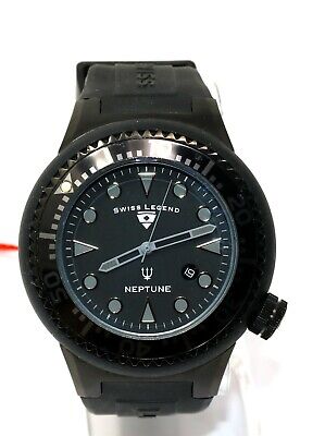 Swiss Legend Men's Neptune Black Stainless Steel Quartz Watch Silicone SL-21818