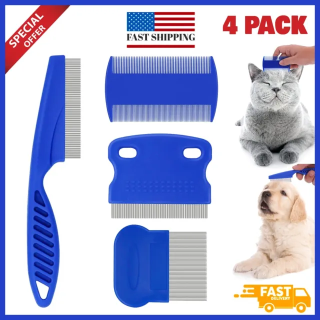 4 Pcs Flea Lice Tick Comb for Cats Dogs Brush Lice Dandruff Removal Kitten Puppy