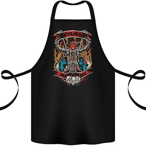 Devil Head Motorcycle Motorbike Biker Cotton Apron 100% Organic