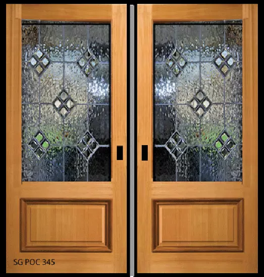 Beautiful Glass Solid Wood Pocket Door  3/4 Glass with raised Bottom Panel