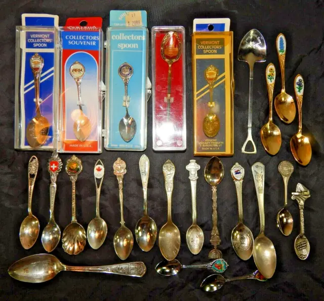 Spoons - 25 Souvenir Collector Spoons States Countries Parks Novelty Silver Gold