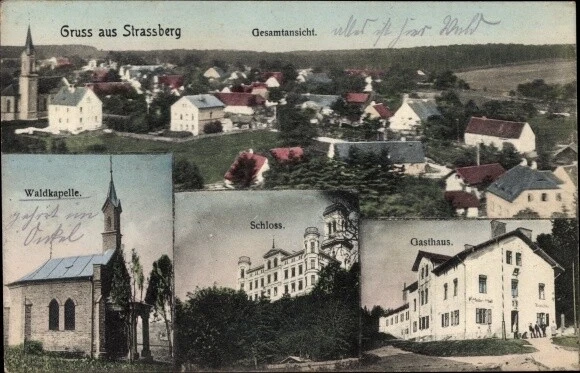 Ak Straßberg Bobingen in Schwaben, Schloss, Gasthaus, Waldkapelle,... - 3150085