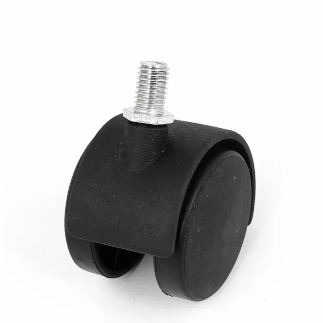 10mm Threaded Stem 2" Dia 360 Degree Rotation Double Wheel Chair Swivel Caster 2