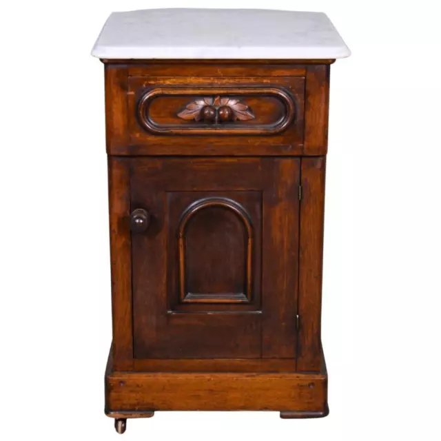 Antique Victorian Marble Top Half Commode Nightstand #21677